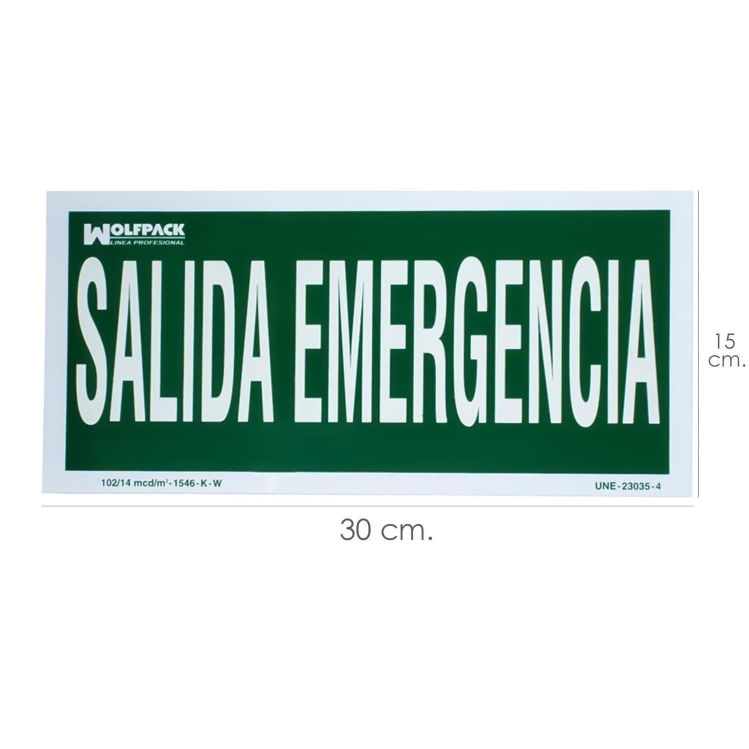 Cartel Salida De Emergencia 15X30 Cm.