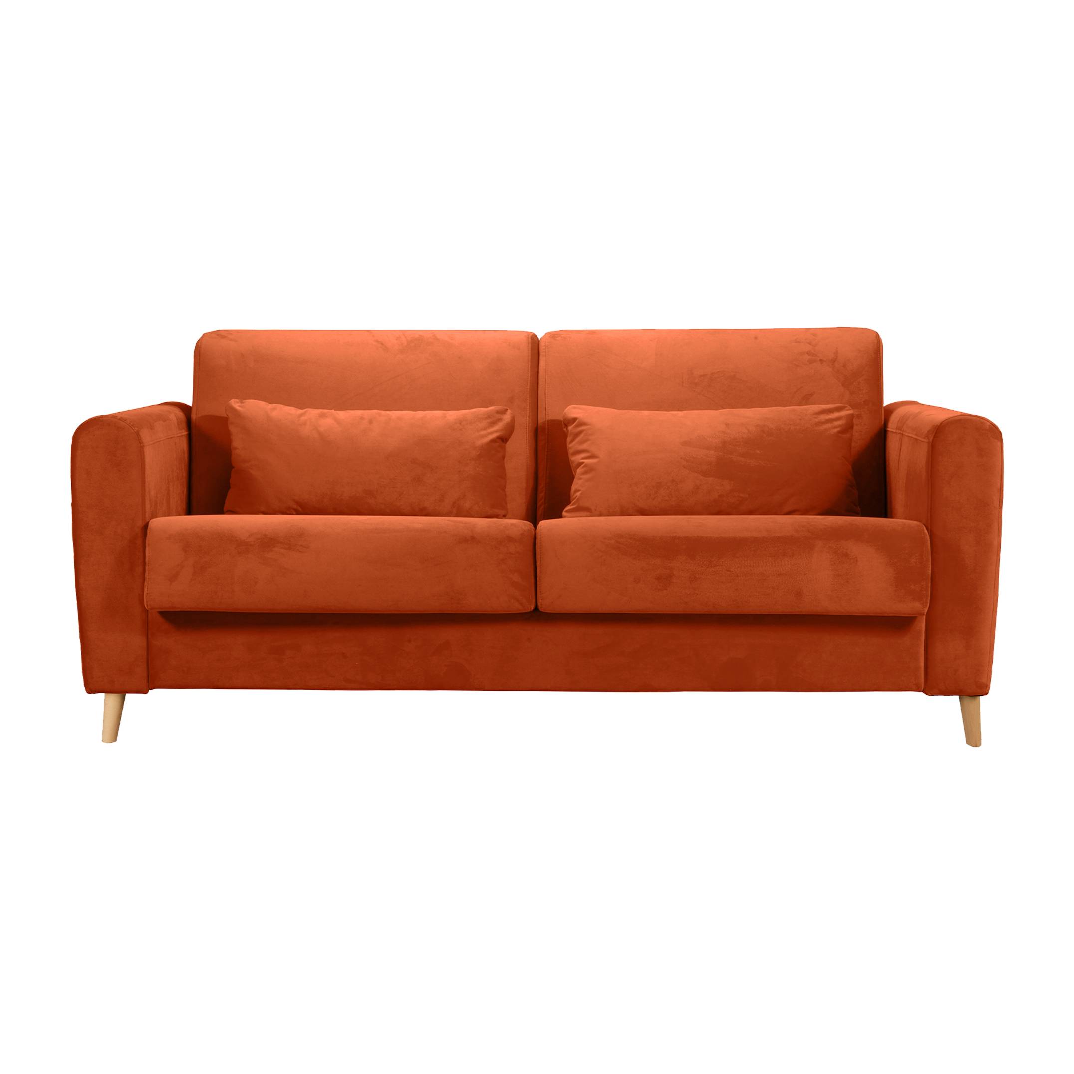 Canapé convertible 3 places en velours terracotta Imola | Leroy Merlin