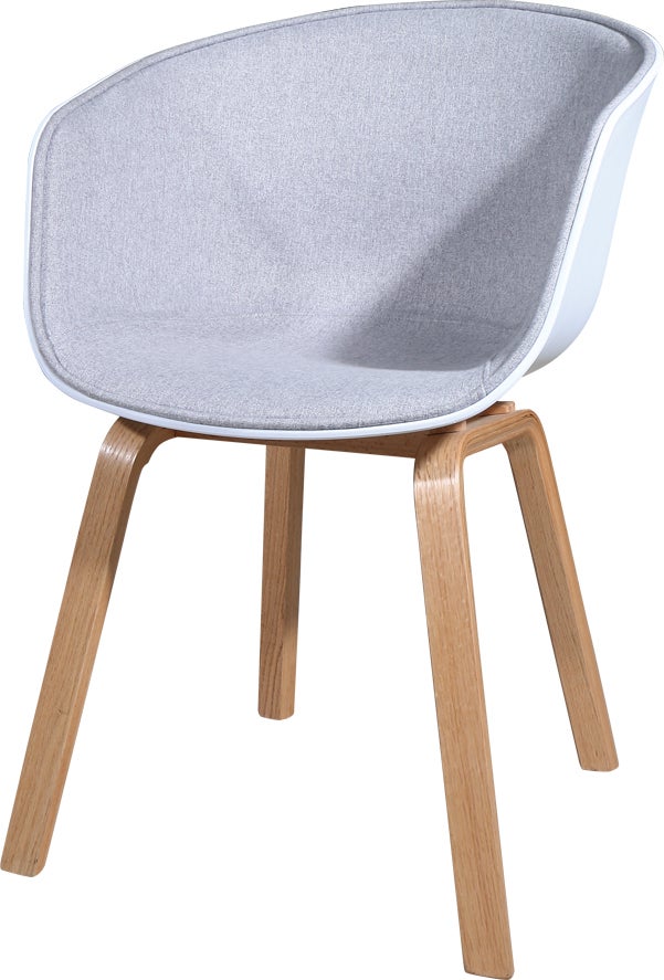 Kosmi Chaise Scandinave Avec Coque En R Sine Blanche Rev Tue D Un Tissu Moelleux Gris Et Des