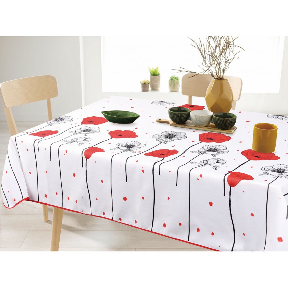 Nappe Rectangle Anti T Ches Imprim Tige Coquelicot X Cm