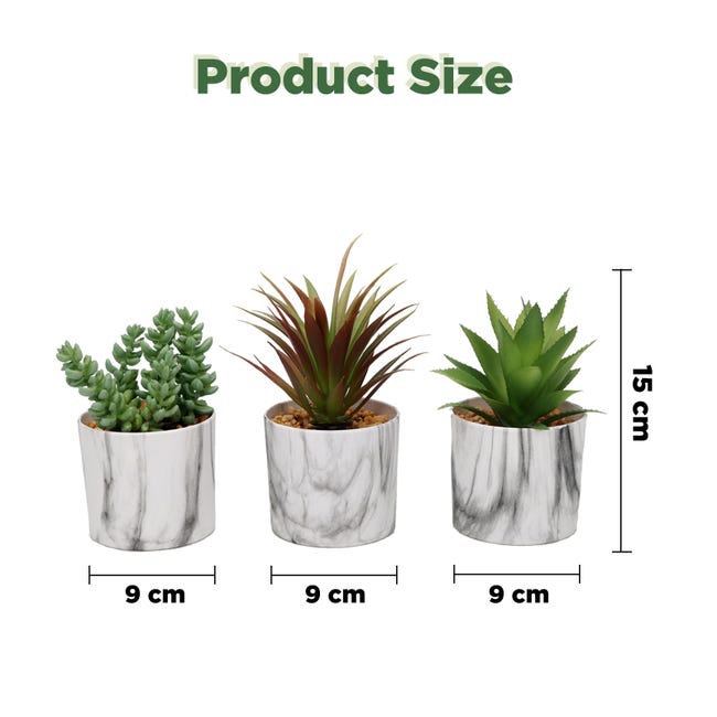 Faux plants Pack de 3 petites plantes artificielles à l'intérieur