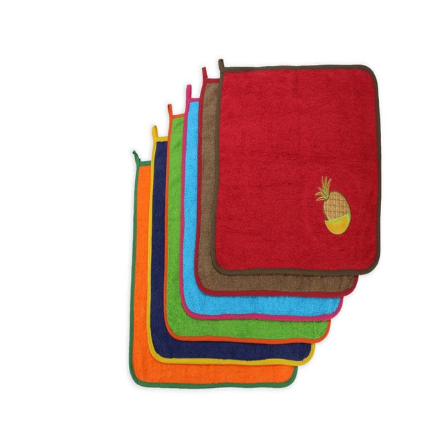 Acomoda Textil - 6 Paños de Cocina 100% Algodón. Toallas de Rizo 50x50 cm,  Trapos Absorbentes, Suaves y Resistentes de 500gr/m². Lisos