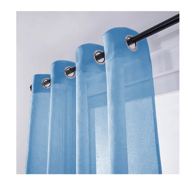 Cortinas Doble Visillos para Ventanas - 2 Piezas de 150x260cm (Azul)