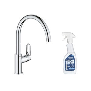 Grifo de cocina GROHE Get chrome + limpiador Grohclean