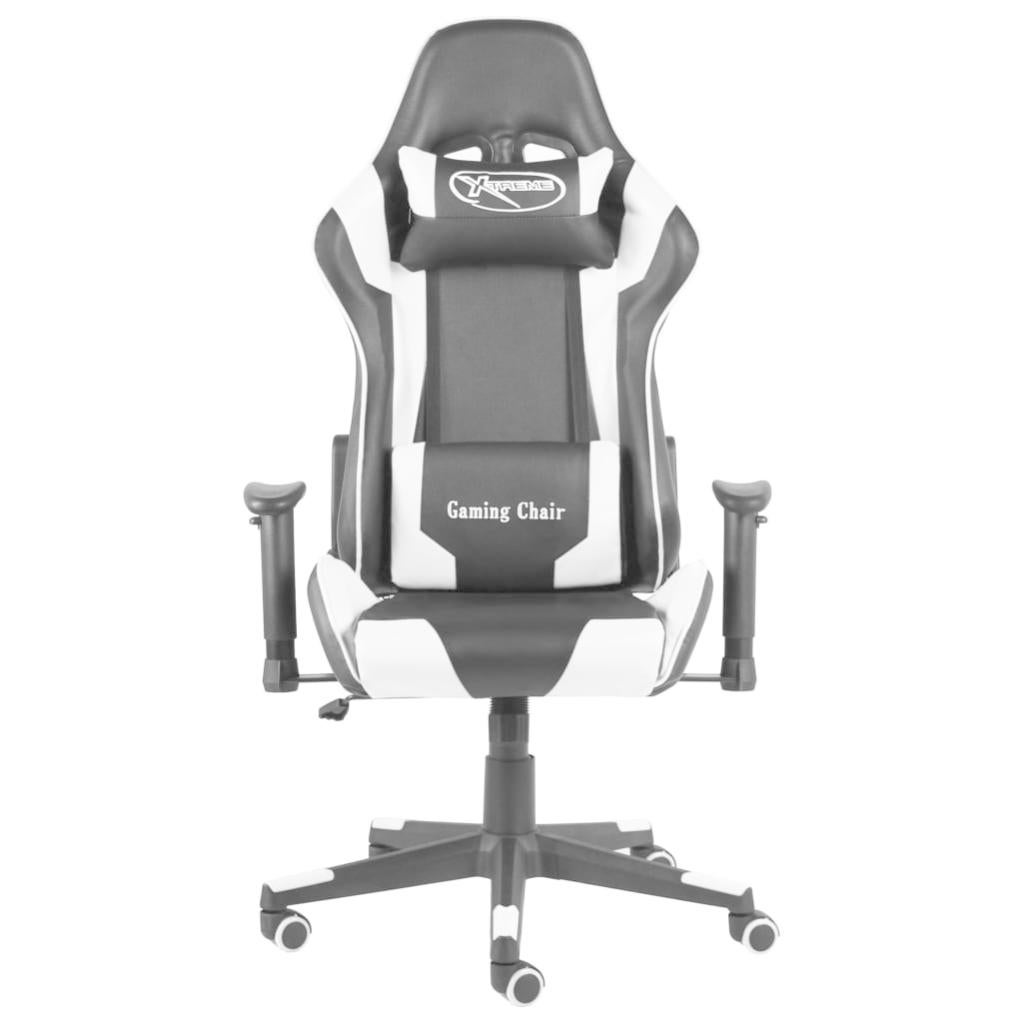 VidaXL Sedia Gaming Con Poggiapiedi Bianca E Rosa - Pelle Ecologica, Reclinabile 135° E Massaggio Lombare