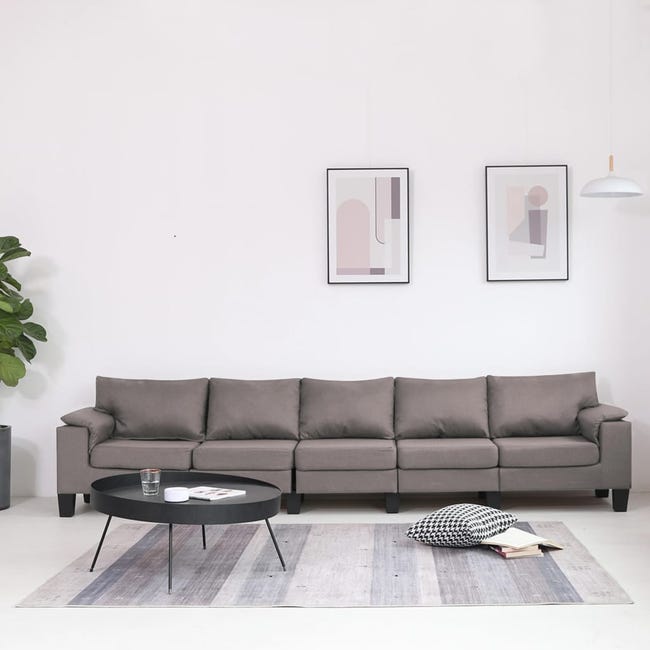 Sofá de 5 plazas de tela color gris topo | Leroy Merlin