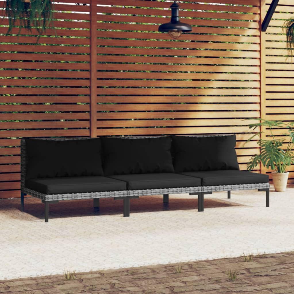 Set Divani da Giardino 3pz con Cuscini in Legno Massello Bianco 318603