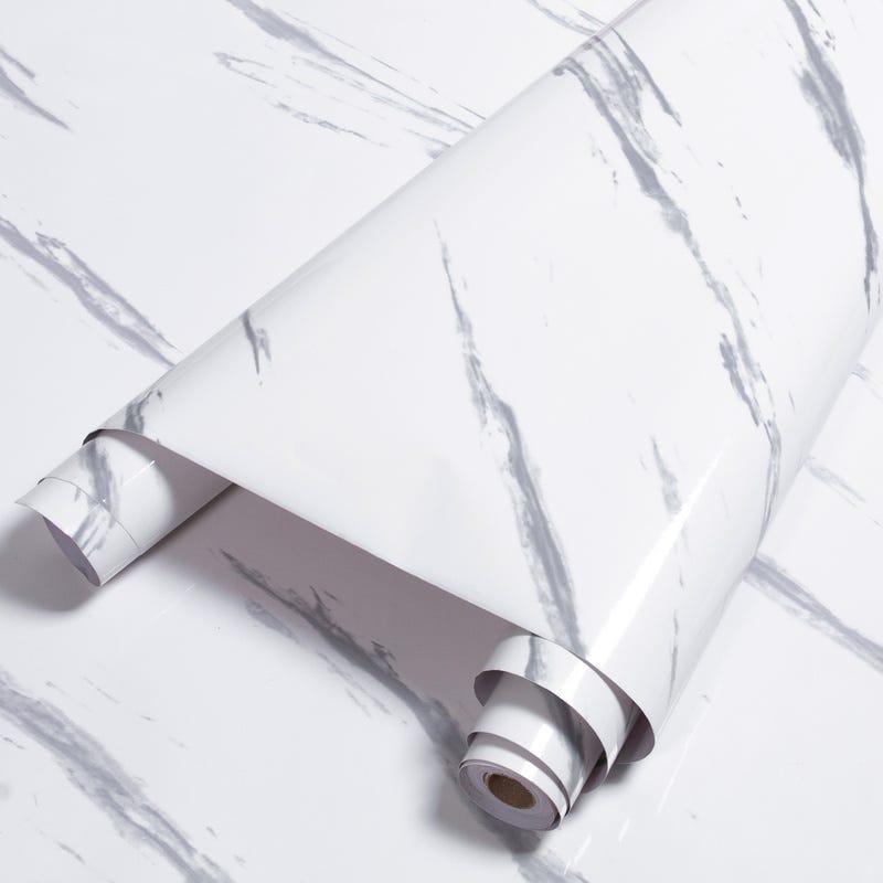 Pellicola autoadesiva per mobili 500x61 cm PVC, bianco marmorizzato