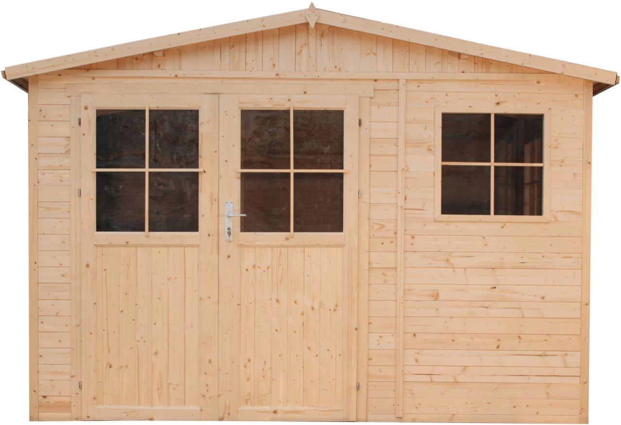 Abri de Jardin en Bois Naturel - porte verrouillable de haute qualité