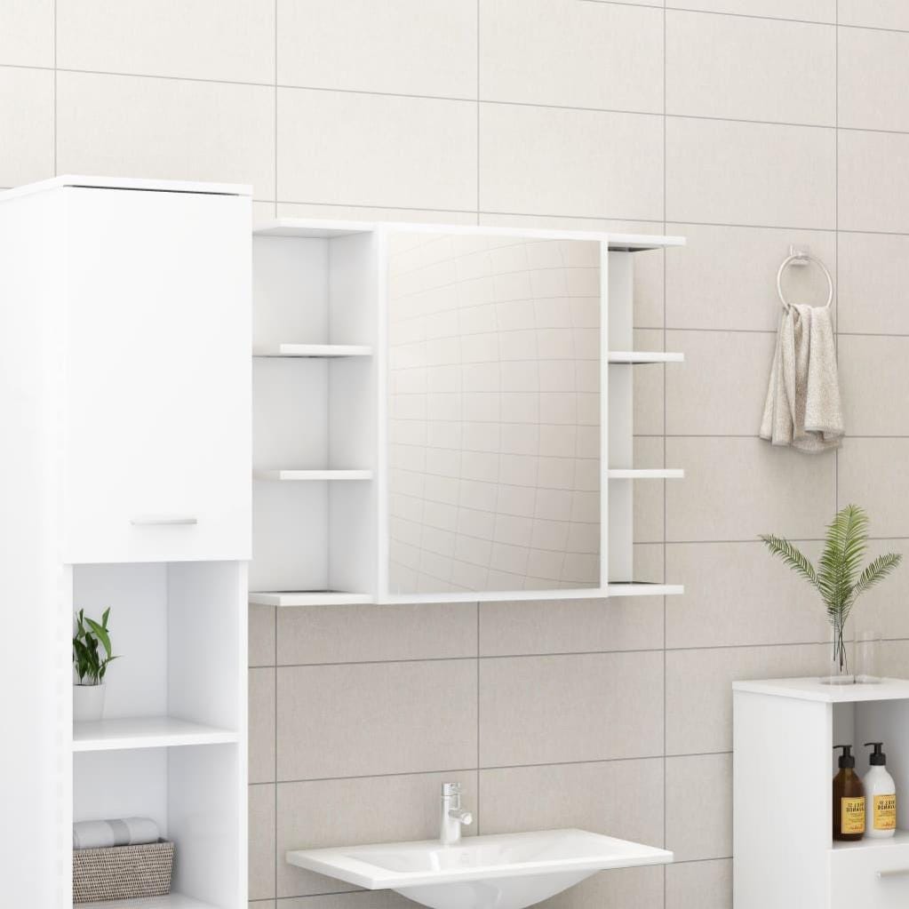 Armoire à miroir de salle de bain LED Blanc 80x15x60 cm MDF vidaXL