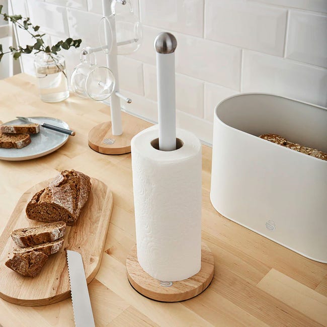 Nordic Portarotolo da Cucina, Acciaio al Carbonio, Alta Qualità Design  Moderno SWAN Bianco Nordic