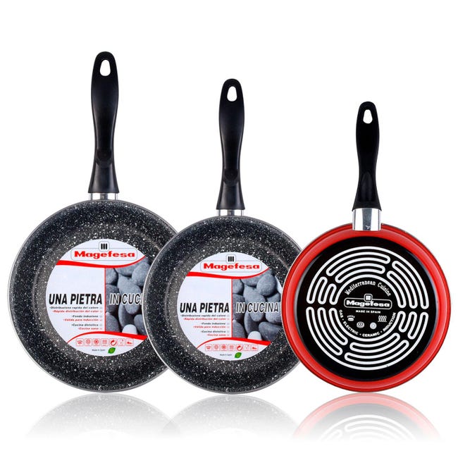 Home Padelle Antiaderenti SET 3 PEZZI con diametro da 20-24-28 cm | Padelle induzione Pentole antiaderente adatte per induzione, gas, piastra elettric | Leroy Merlin Home Padelle Antiaderenti SET 3 PEZZI con diametro da 20-24-28 cm | Padelle induzione Pentole antiaderente adatte per induzione, gas, piastra elettric | Leroy Merlin