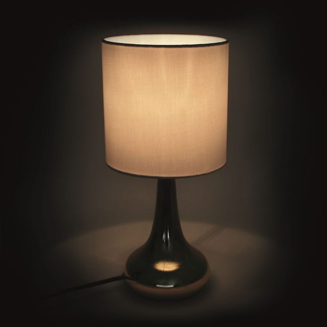 Lampe à poser Touch H. 24 cm BALTIK Noir & Naturel - Lampe à poser BUT