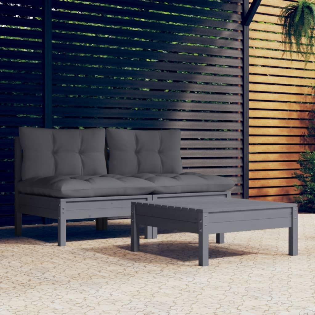 VidaXL Set Divani Da Giardino 3 Pezzi In Legno Di Acacia Con Cuscini Crema – Tavolino, Angolo E Centrale – Lounge Modulare - 5