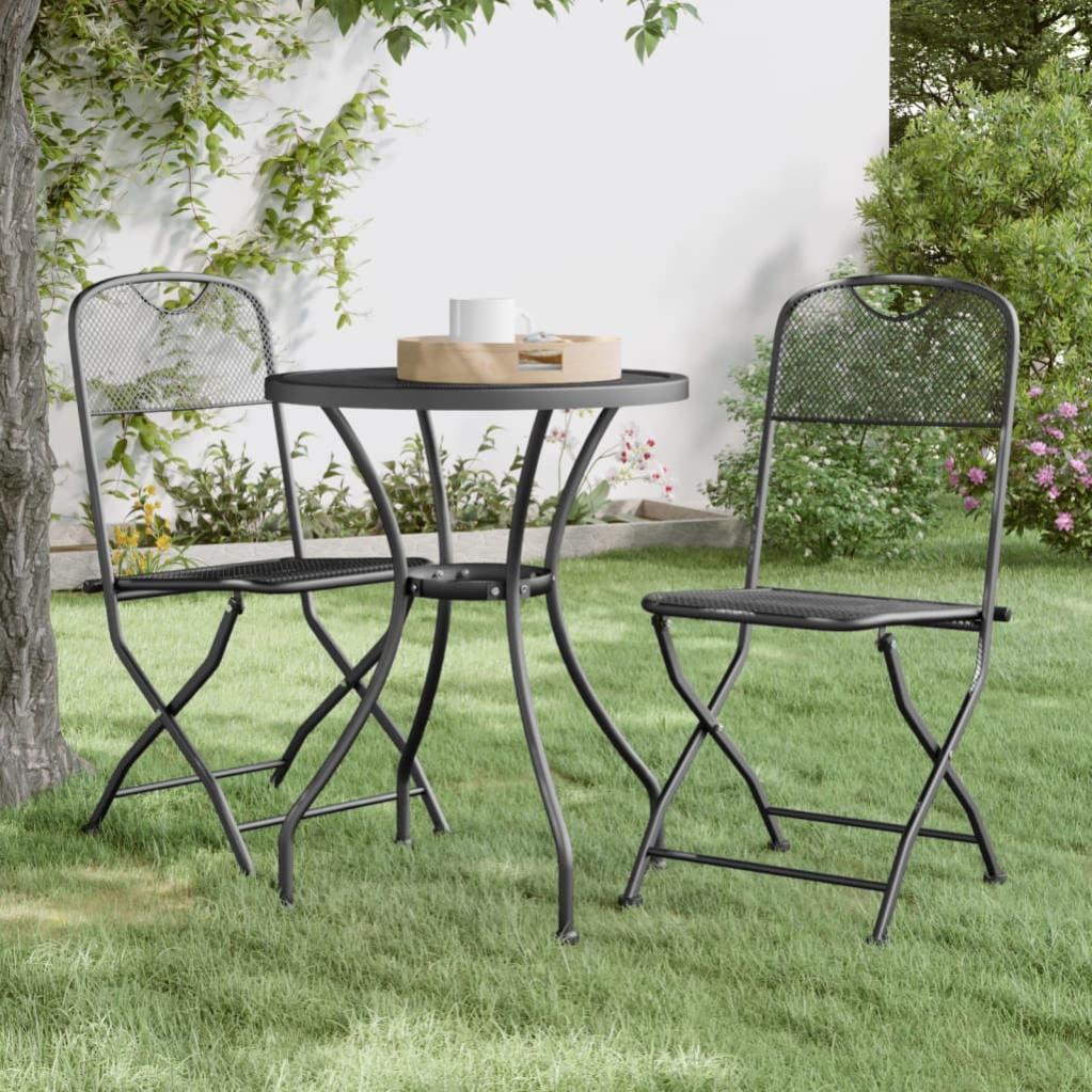 VidaXL Tavolo Da Giardino Pieghevole In Acciaio 110x80x72 Cm - Antracite, Piano A Rete - Per Terrazzo, Giardino E Campeggio