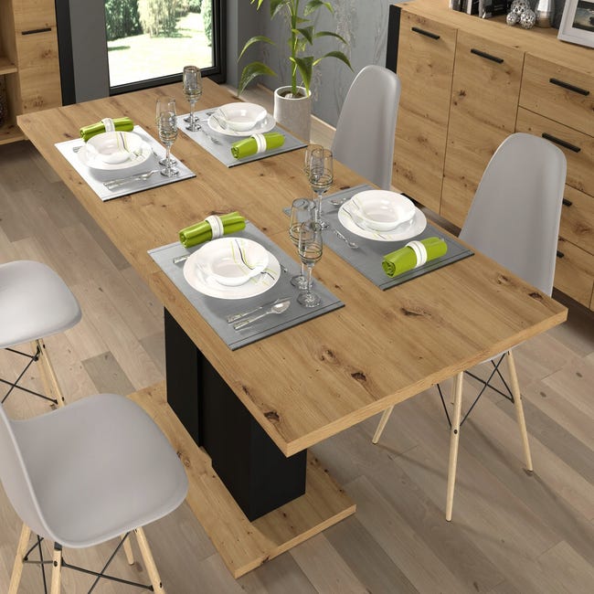 Salle à manger industrielle complète avec table extensible - Tika