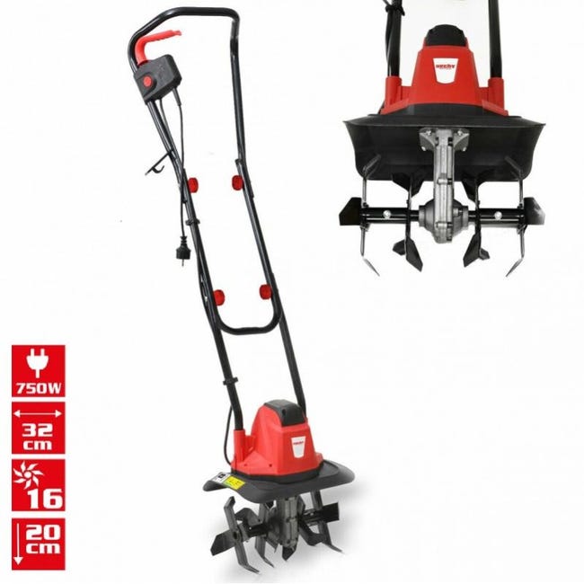 Motobineuse Électrique 750W 32cm 4 Fraises - Travail Du Sol Facile Et Léger