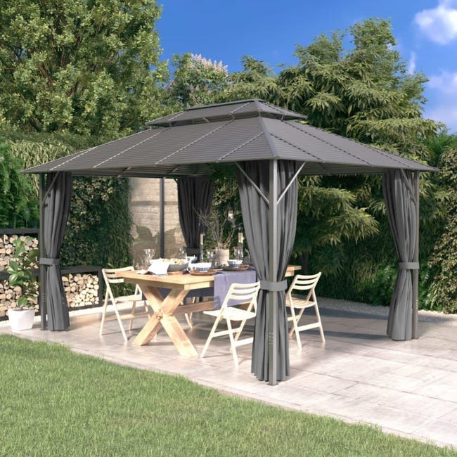 Gazebo Giardino Ferro 3x4 Con Tende E Zanzariere - Struttura Resistente Alle Intemperie | Tomaino - Foto 8