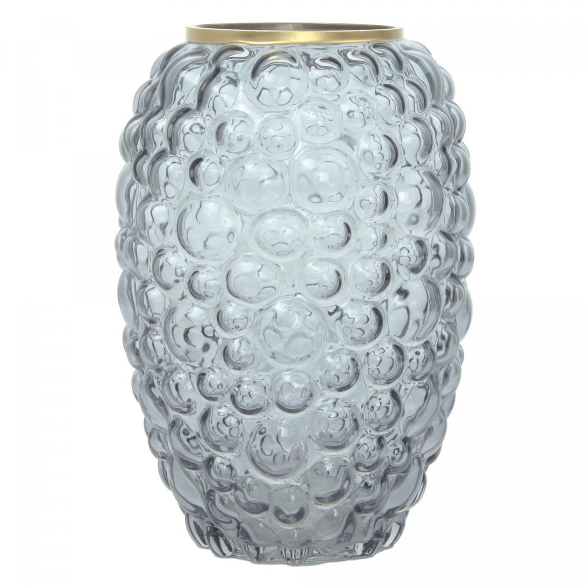 Vase Vase 17x17x25 AQUA5 Gris fait main en verre Certification BSCI