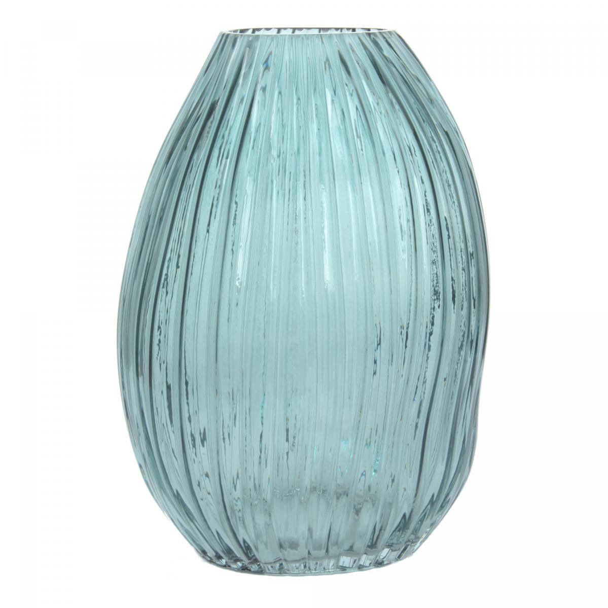 Vase Vase fait main AQUA4 Bleu 18x16 BSCI en verre motif contemporain