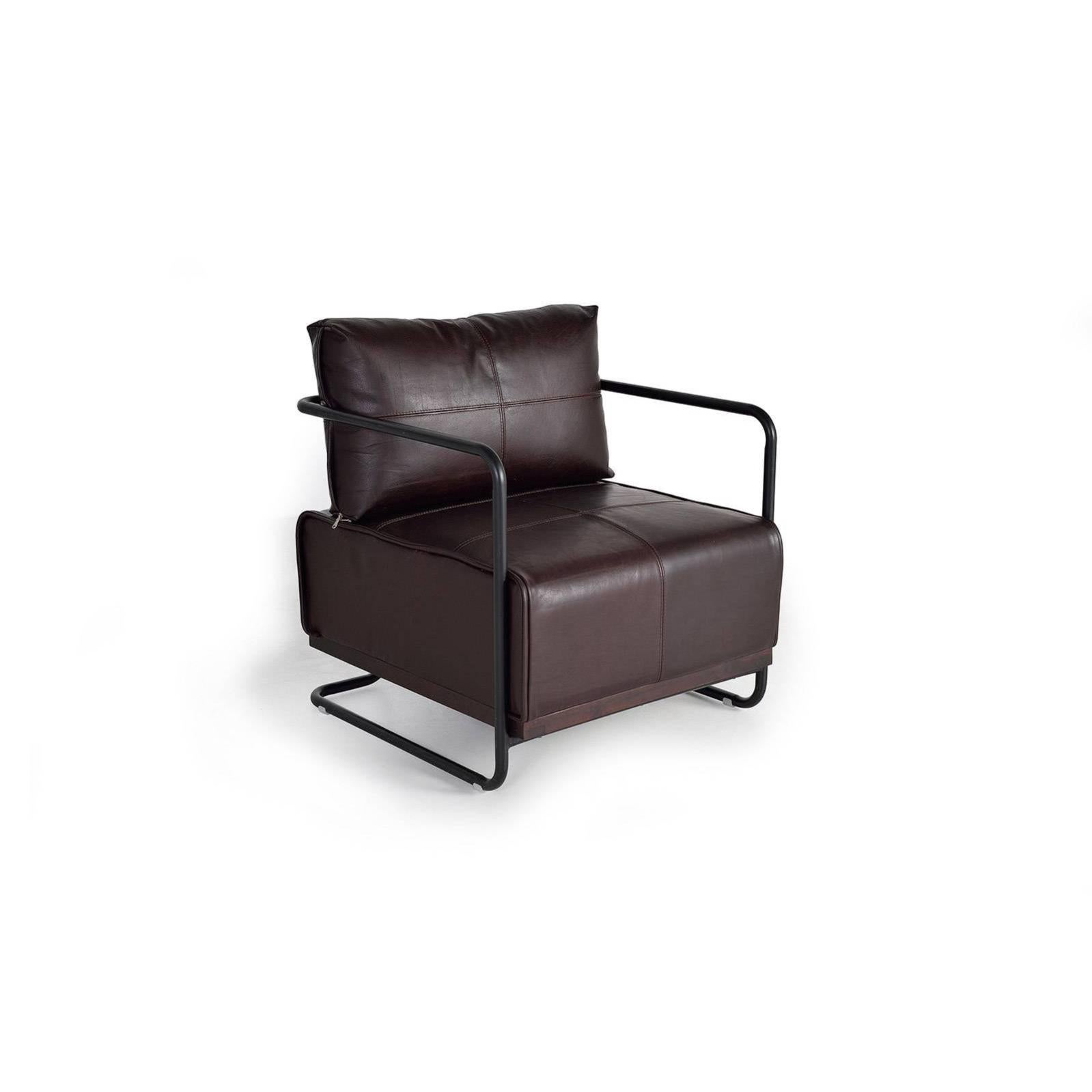 Fauteuil Cuir Marron, Bon état, Moderne, Dimensions 90x80x75 Cm
