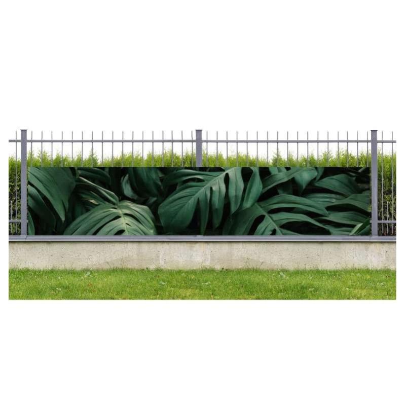 Brise Vue Feuillage Vert 1x5m - Toile Imprimée Polyester Avec Oeillets