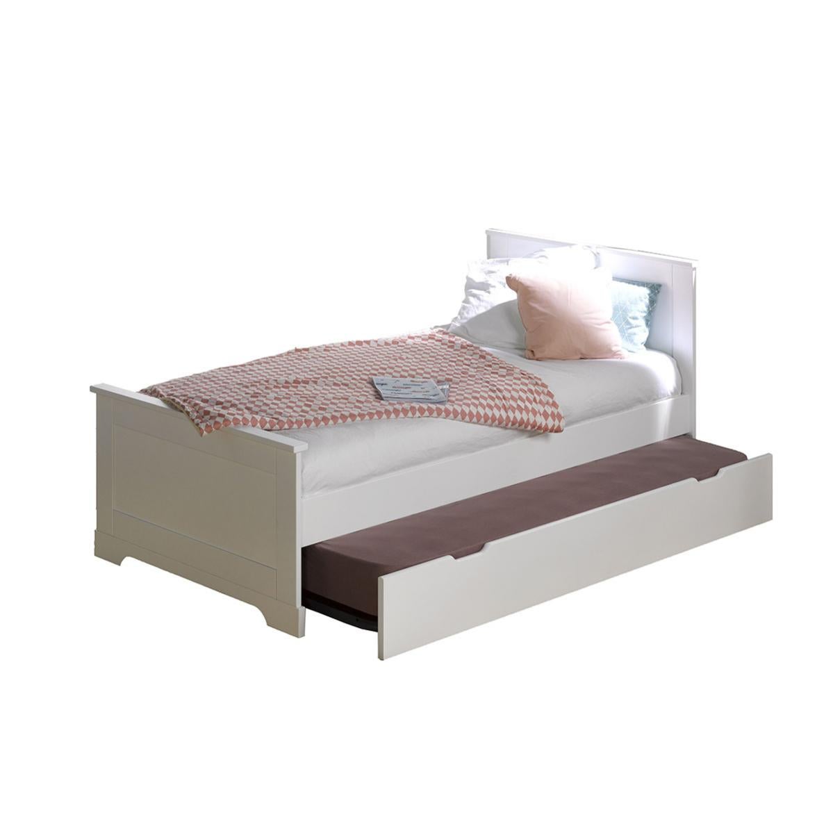 Pack lit gigogne avec 2 matelas Lila Blanc 90x190 cm Leroy Merlin