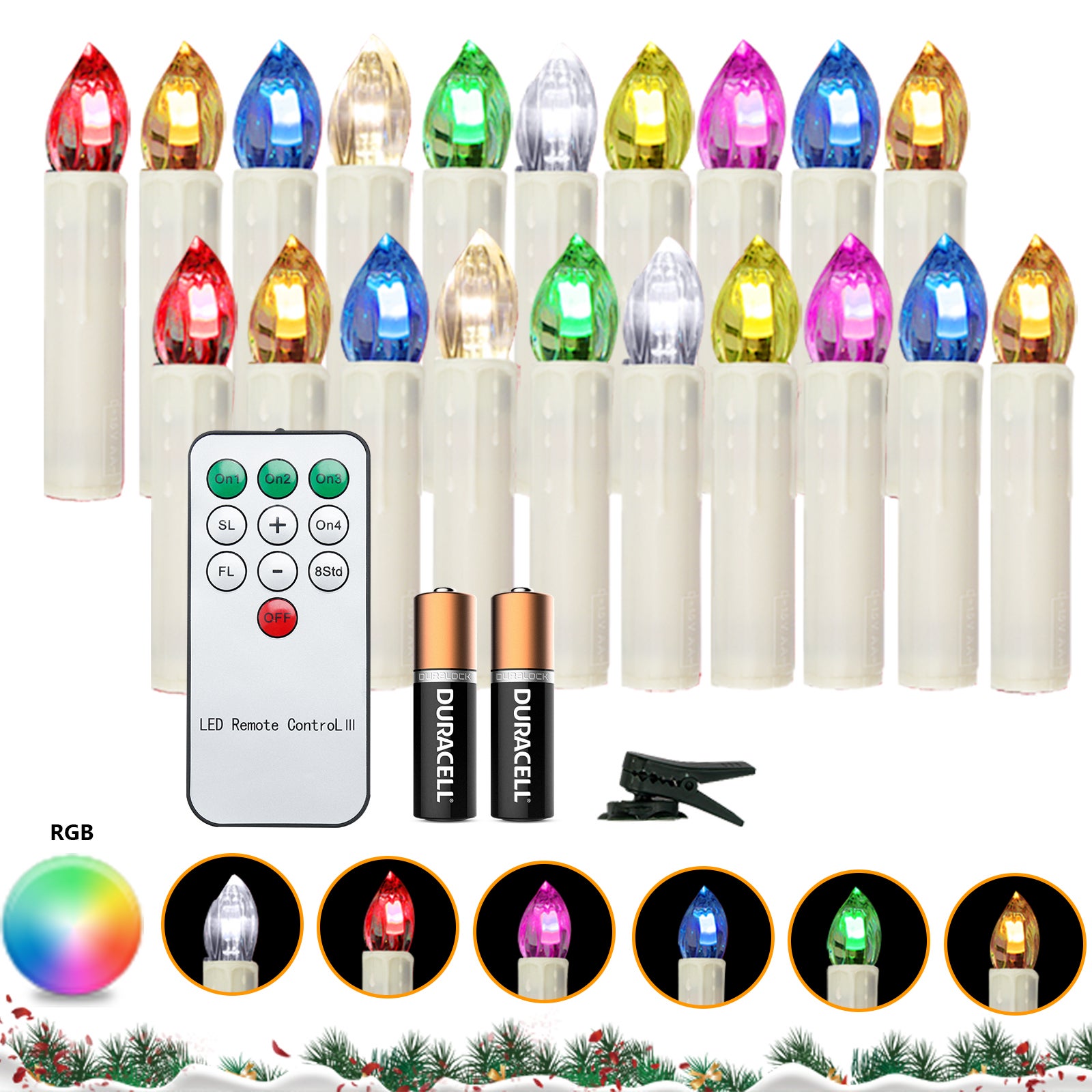 30x Bougies de Noël LED blanc chaud pour sapin