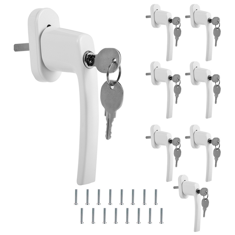 8X Poignée de fenêtre avec serrure Verrouillable Alu même clé blanc Leroy Merlin