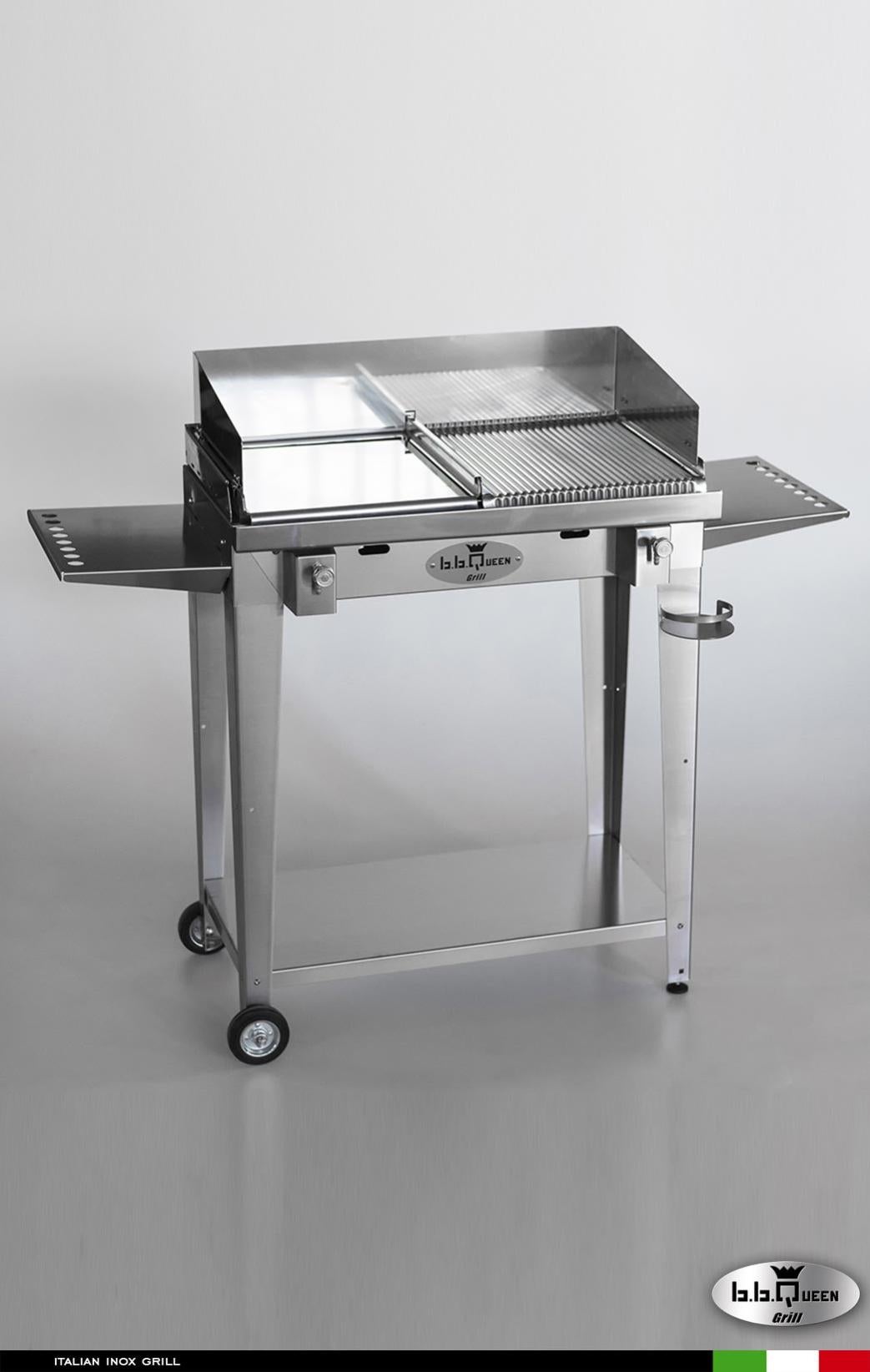 Barbecue a gas BBQueen 8.6 - satinato, piastra doppia mista, con ...