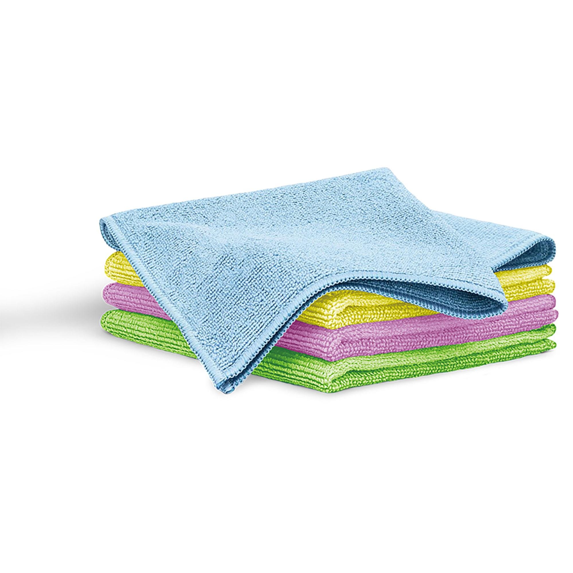 Blaumann Set 4 Strofinacci Microfibra Cucina XXL 40x38,5 Cm – Panni Super Assorbenti Multicolore Per Vetri, Auto E Bagno