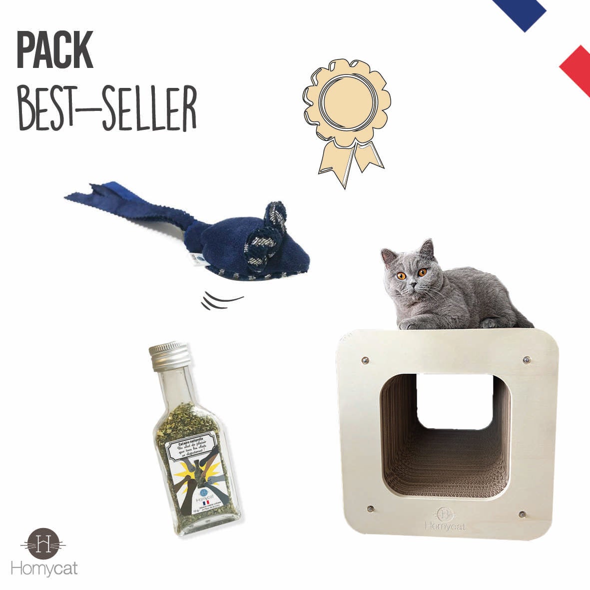 Petit griffoir chat carton Homycat - Accessoire chat