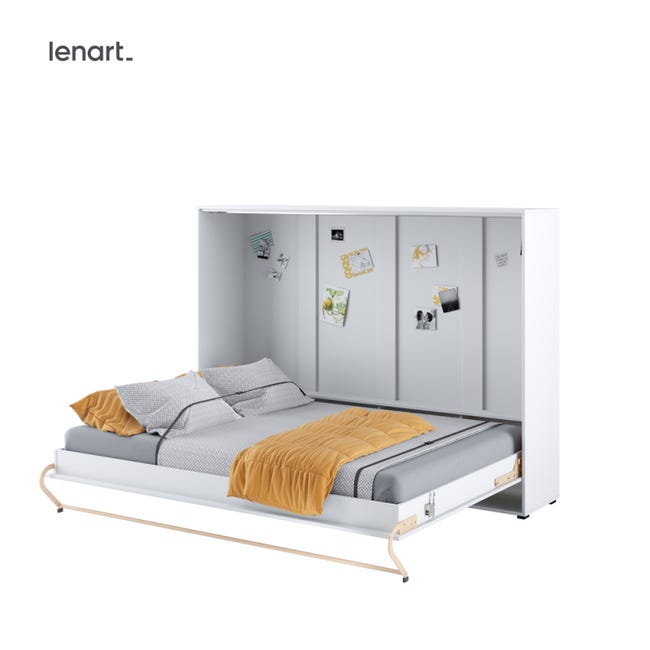 Lenart Armoire Lit escamotable Horizontal 140x200 cm Blanc mat Lit