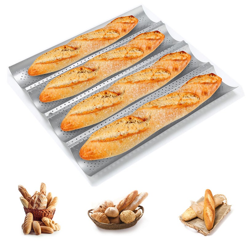 Moule à baguettes perforé antiadhésif pour pain français Baking Wave Pains  Moule de cuisson de pain Toast Cooking Bakers Moulding Pan Waves