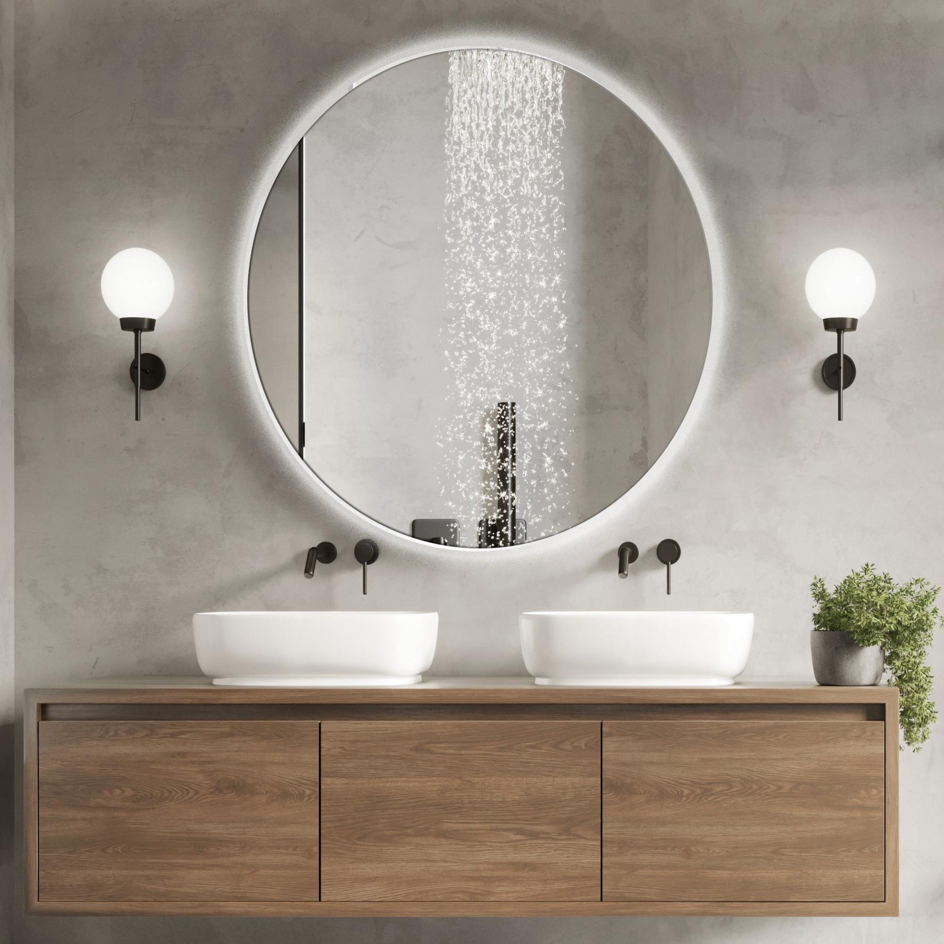 Specchio da Bagno Specchio da parete per bagno, specchio LED a mezza luna  Specchio intelligente dimmerabile Specchio decorativo per bagno con luci