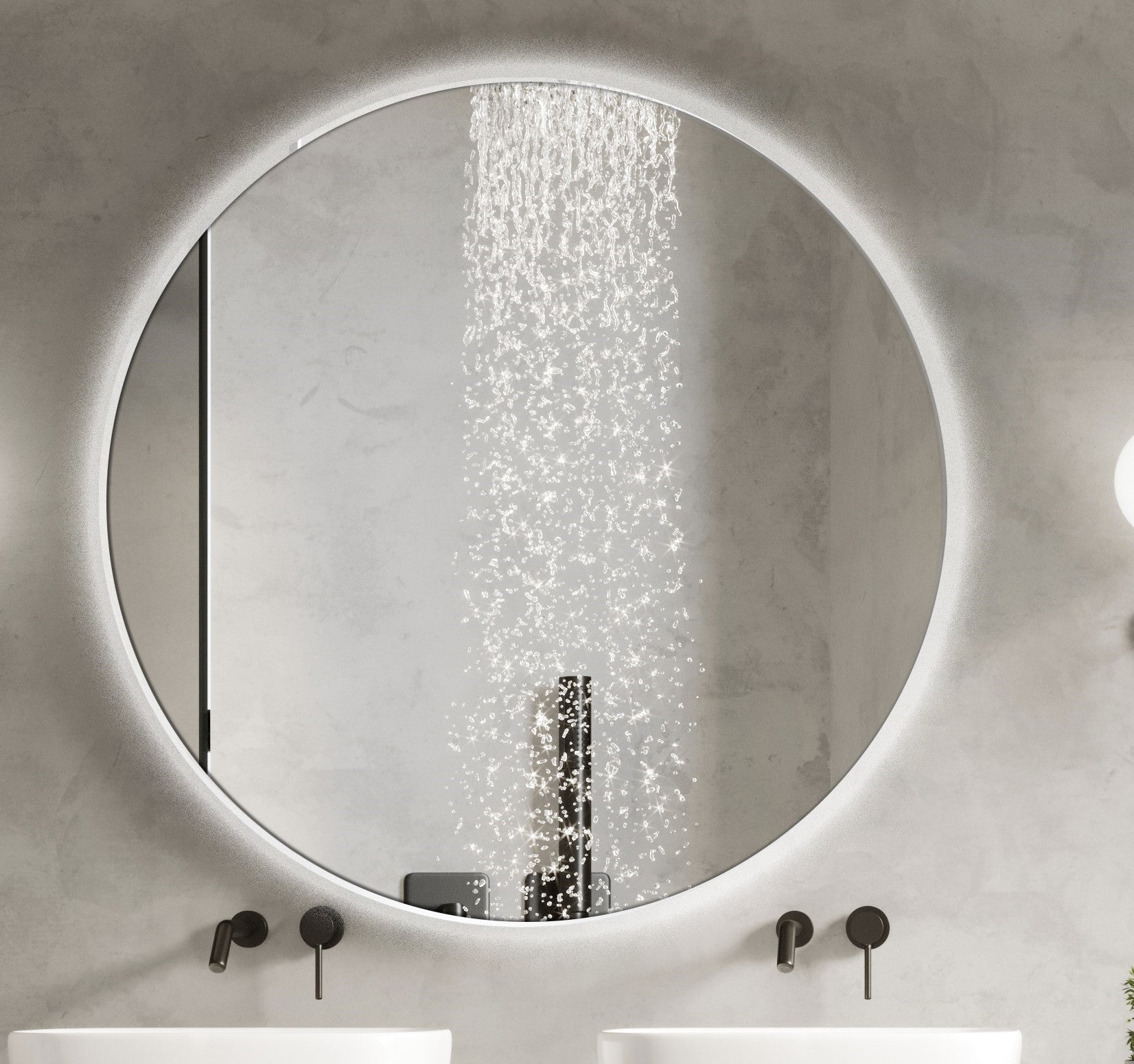 Espejo de pared con LED Maratea para baño antivaho redondo aluminio +  cristal 80 x 80