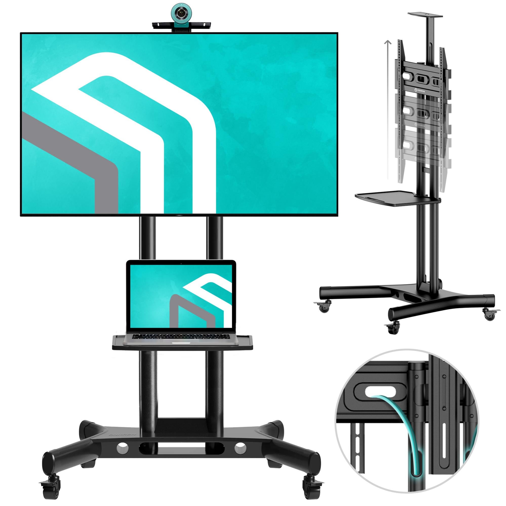 ONKRON Supporto Mobile con Ruote, Altezza Regolabile Stand TV per TV