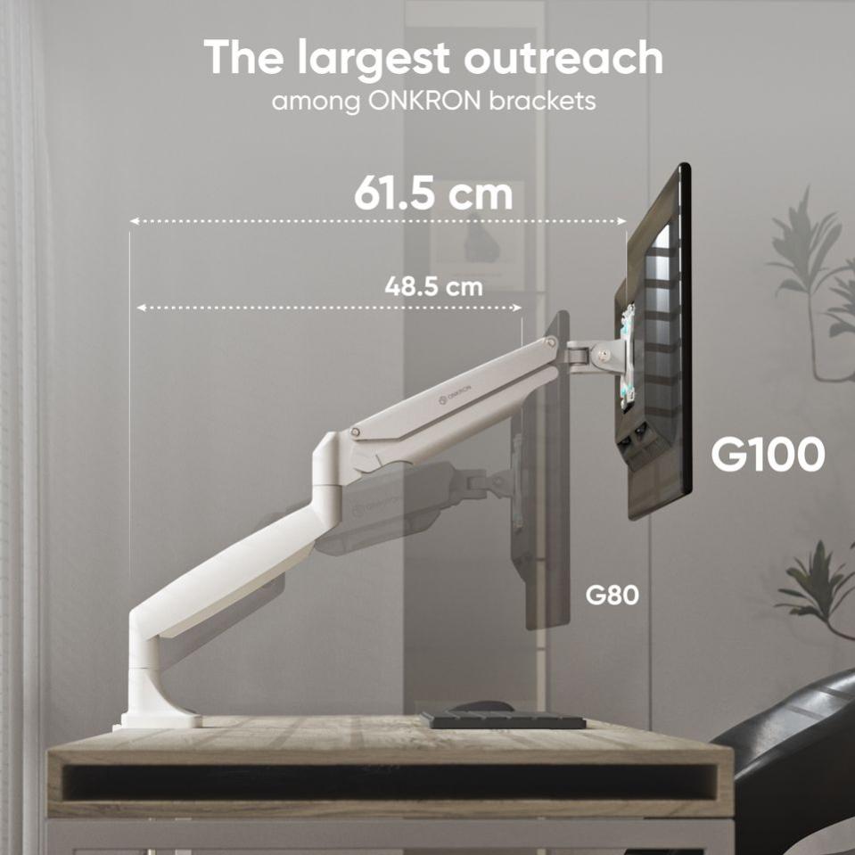 ONKRON Bras Articulé Écran PC 13-34, Porte Ecran PC jusqu'à 12 kg - Support Bureau Ecran PC Max VESA 100x100, Inclination -90°~ 45°, G75-B Noir - Bras & Pied pour écran - Achat