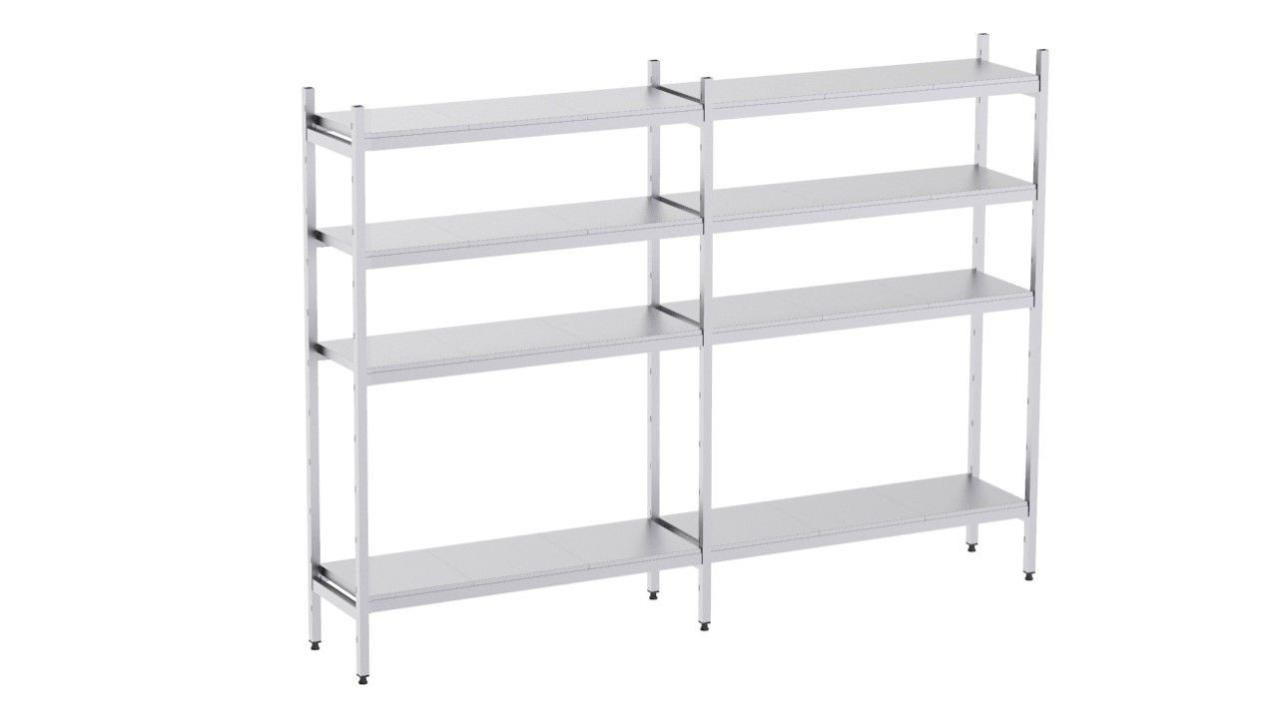 Rayonnage en acier inoxydable linéaires 1890x400 lisse 4 niveaux- DISTFORM - KIT00448