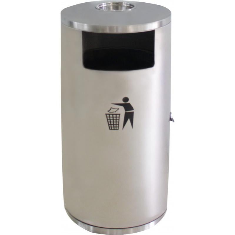 Poubelle Avec Cendrier Axentia - INOX, 10L, 57cm De Haut, Argent