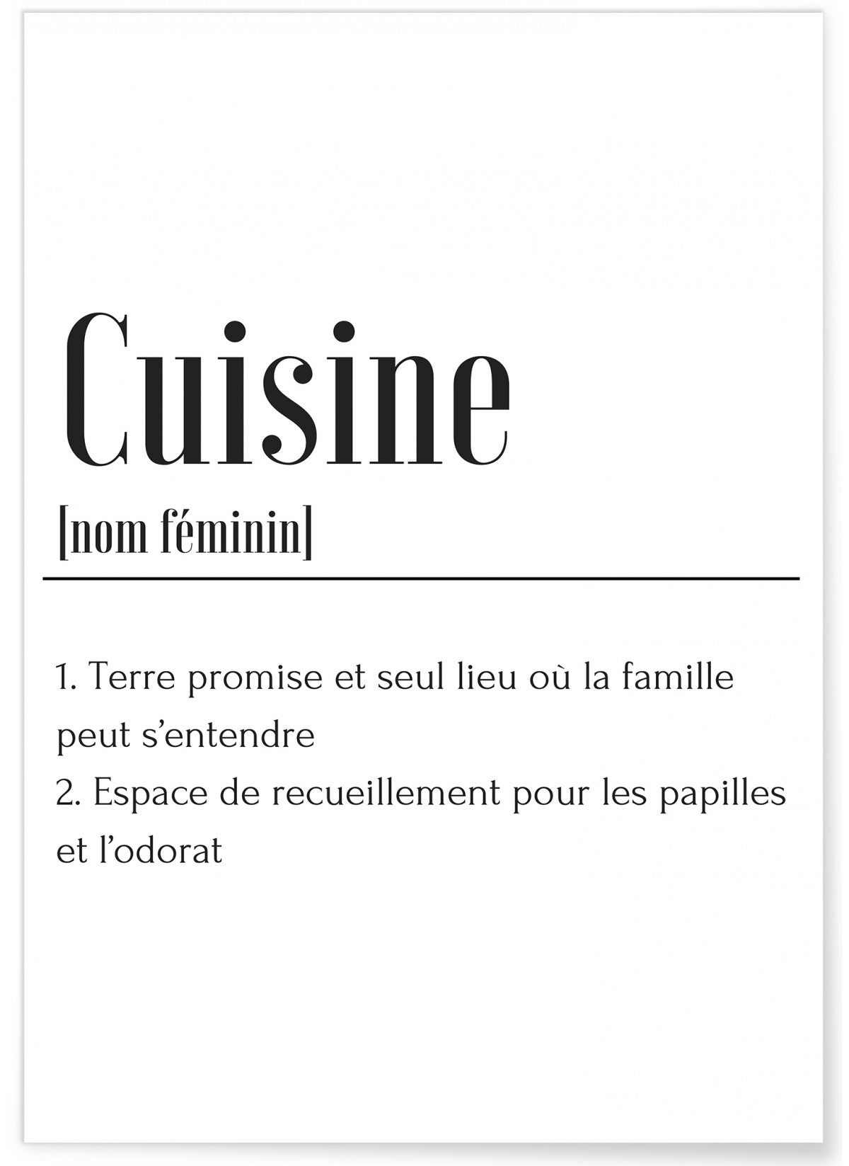 Affiche Définition Cuisine - Format A3 