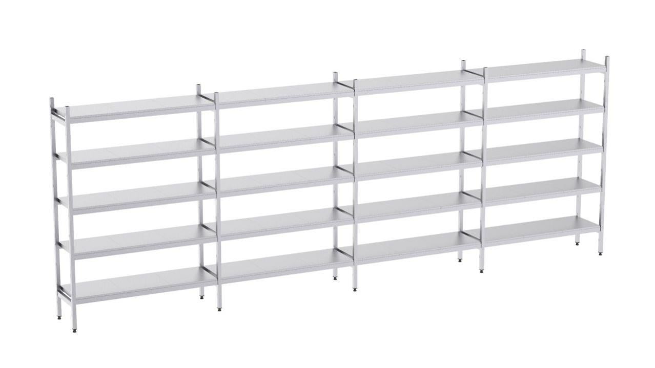 Rayonnage en acier inoxydable linéaires 6550x400 lisse 4 niveaux- DISTFORM - KIT00496 main image 1
