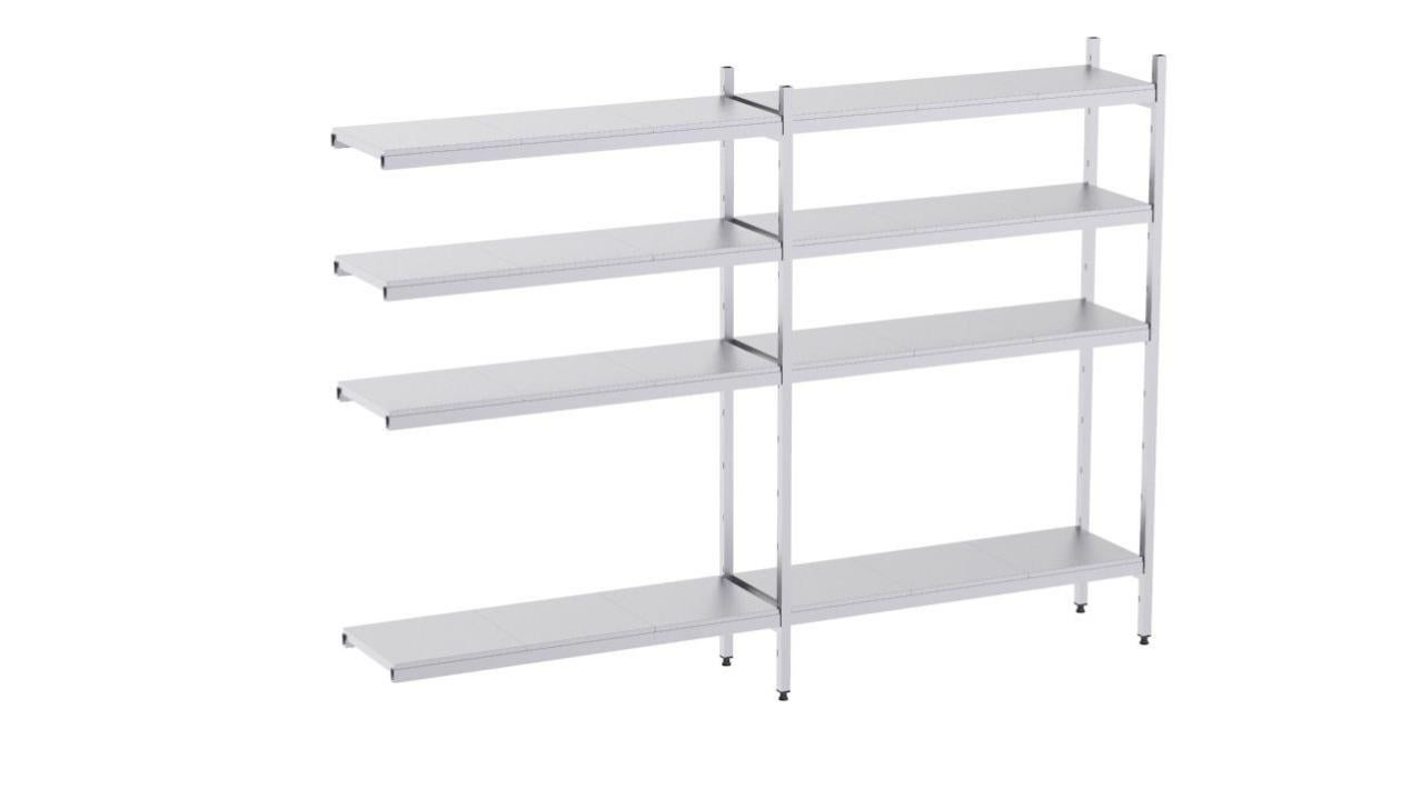 Rayonnage en acier inoxydable d'angle 3390x400 perf. 3 niveaux- DISTFORM - KIT02774