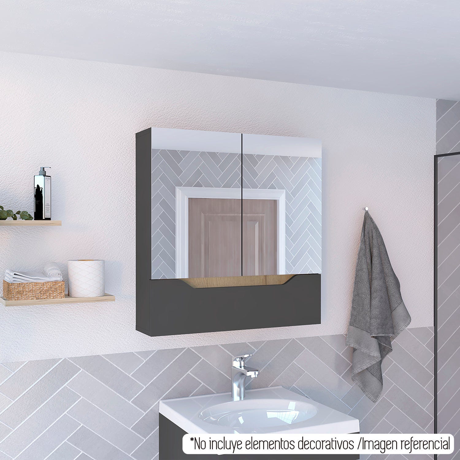 Armario de pared para espejo de baño, armario de pared
