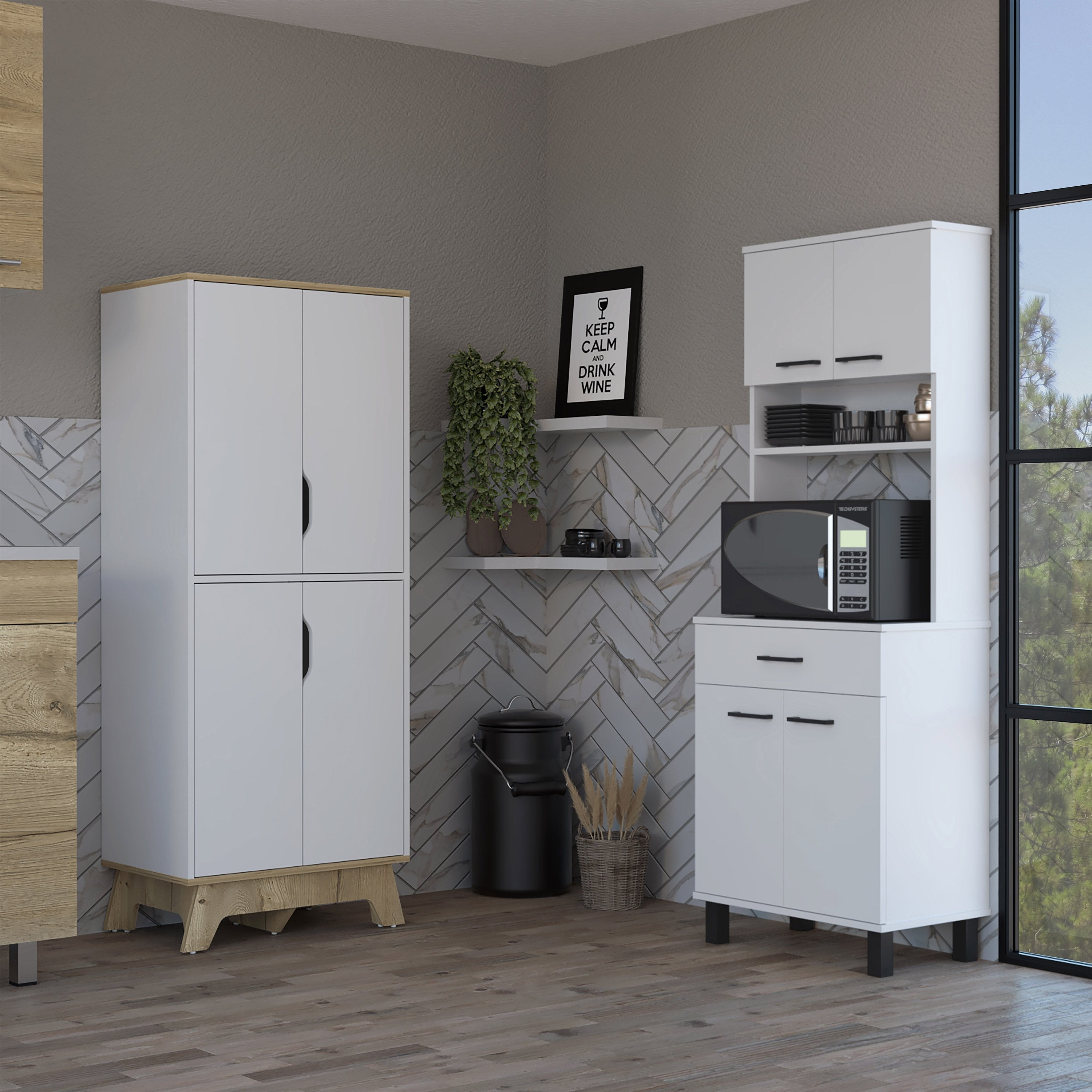 Conjunto de mueble auxiliar para microondas y mueble auxiliar cocina alto  Linea Z Cocina TuHome