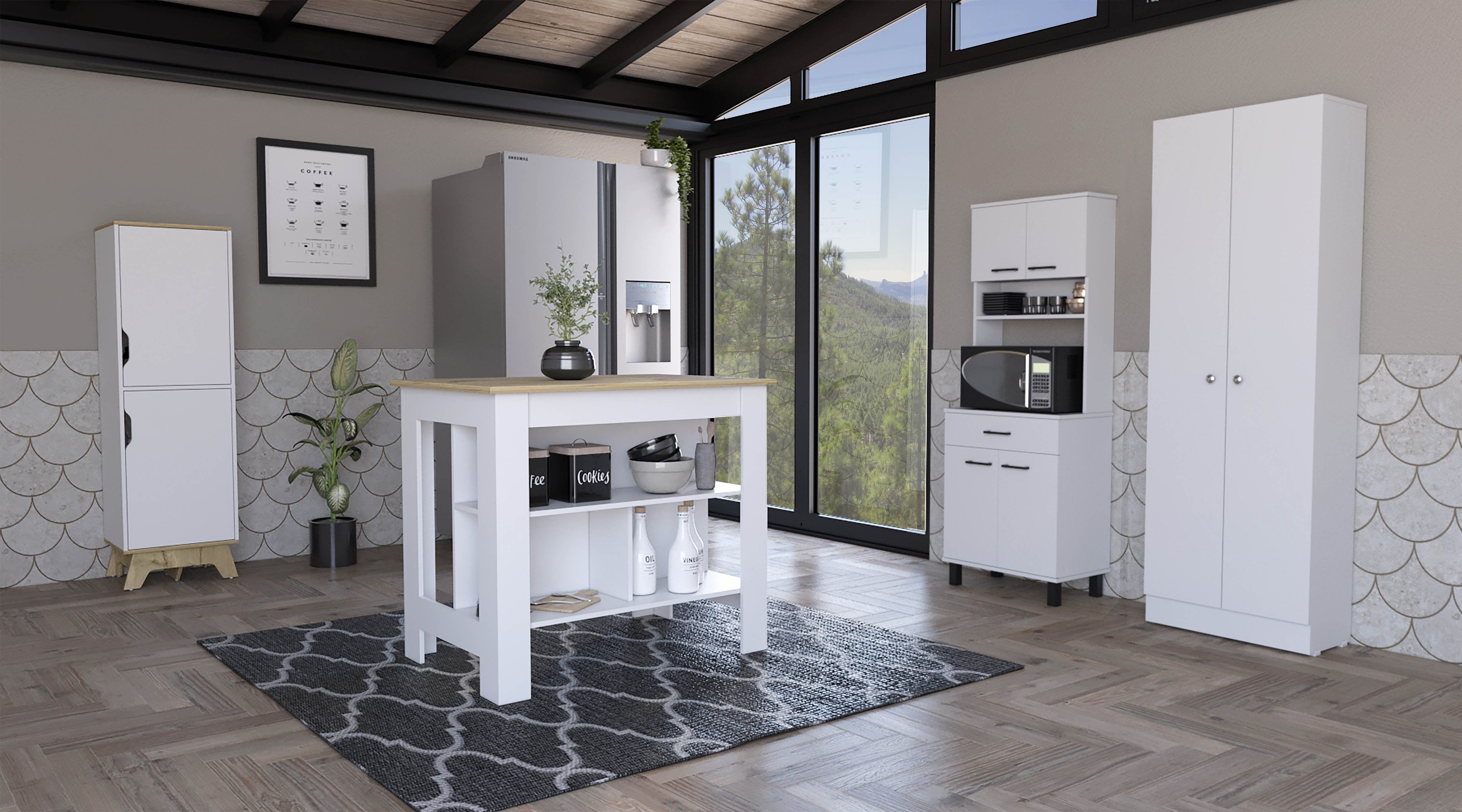 Conjunto de mueble alacena buffet cocina y una isla de cala blanco Linea Z  Cocina TuHome