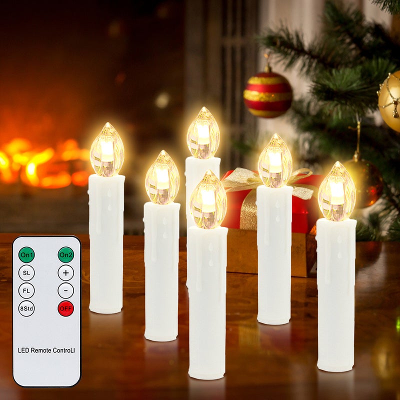 30x Bougies LED de Noël Bougies d'arbre de Noël sans fil avec minuterie  Blanc chaud