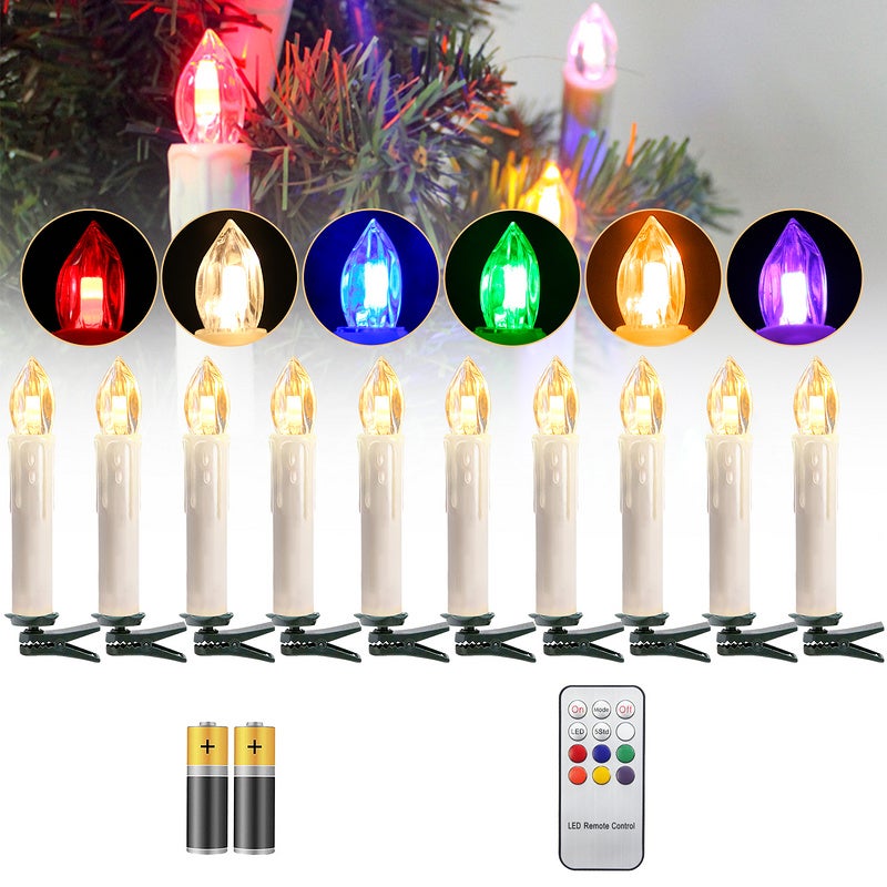 30 Set LED bougies guirlandes de sapin de Noël avec télécommande fonction minuterie RGB LED bougies arbre bougie sans fil 