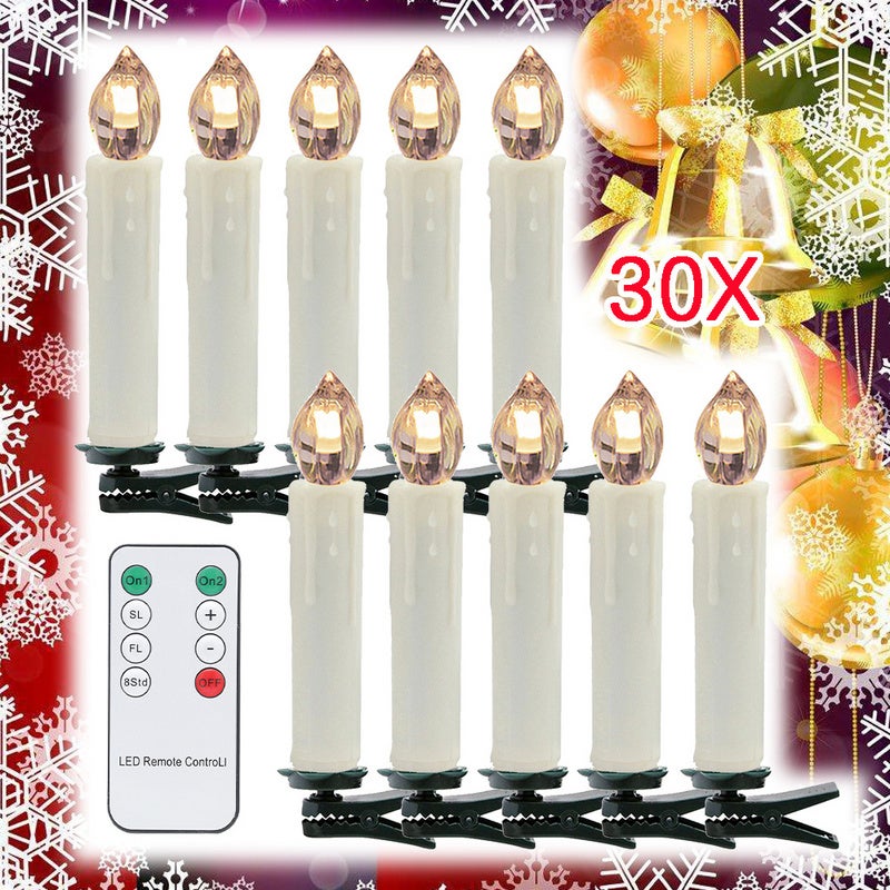 100x Bougies LED de Noël Bougies d'arbre de Noël sans fil avec