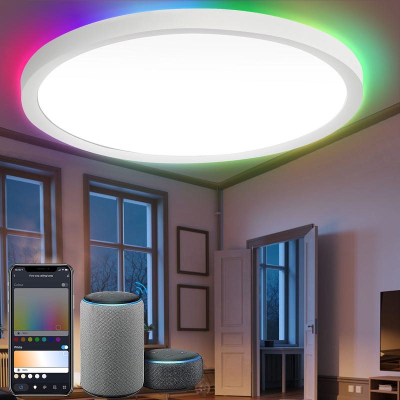 Plafonnier LED Dimmable , 24W RGB Lampe De Plafond Moderne, 6
